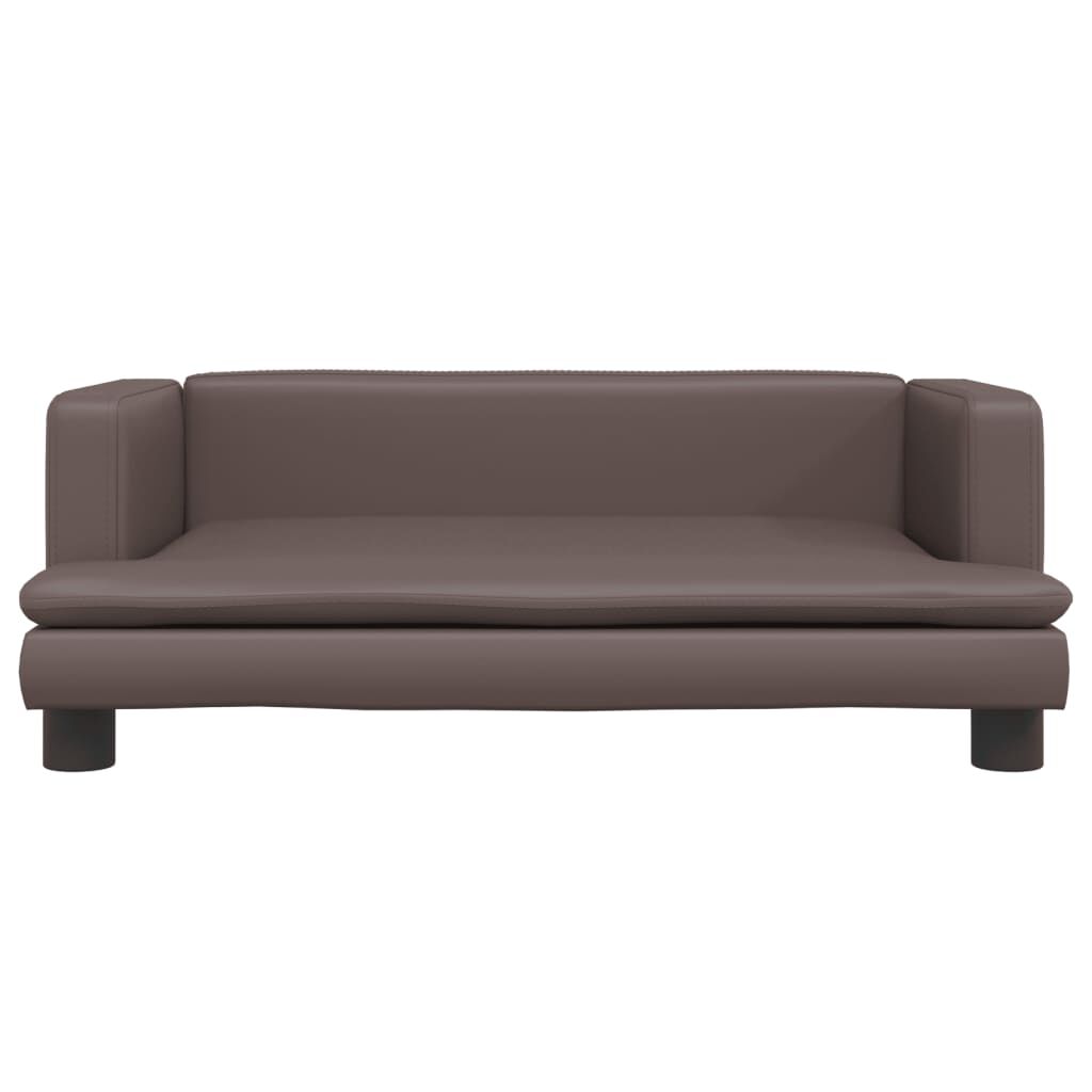 vidaXL Cama para perros de cuero sint&eacute;tico marr&oacute;n 80x45x30 cm, , large Imagen numero 2