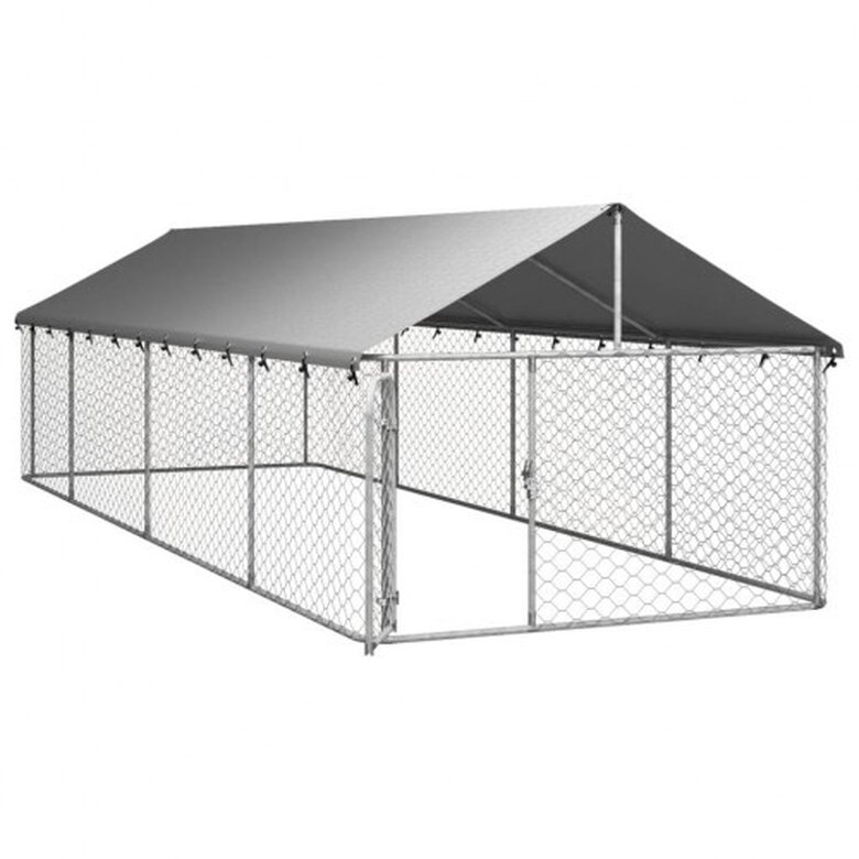 VidaXL Perrera Exterior Plateada para perros, , large image number null