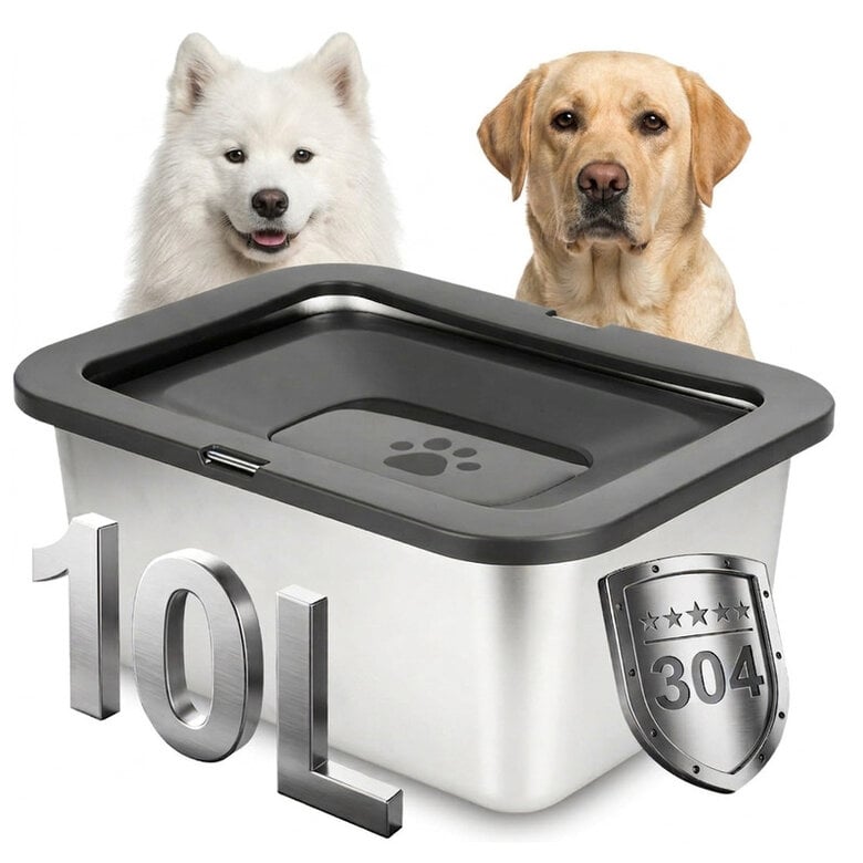 Nobleza Bebedero Antigoteo para Perros Grandes 10L – Cuenco de Agua de Acero Inoxidable 304 con Disco Flotante Antiderrames, Tazón Antideslizante para Mascotas, Gran Capacidad