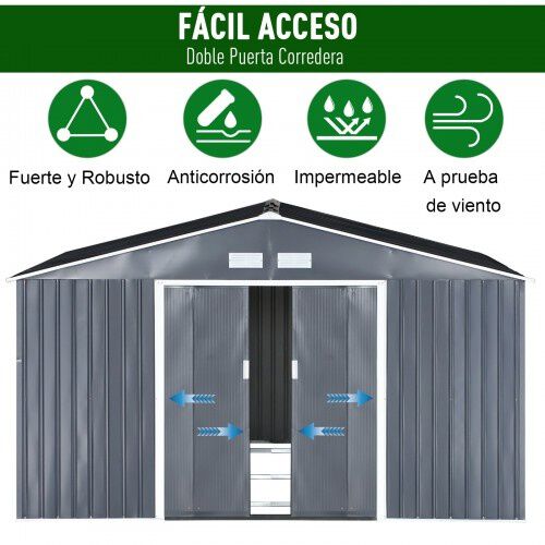 Caseta cobertizo de acero galvanizado color Gris Oscuro thumbnail