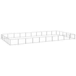 VidaXL Perrera Acero Rectangular Grande Plateada