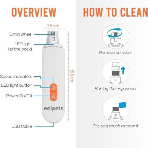 Edipets lima de uñas eléctrica blanca para perros thumbnail