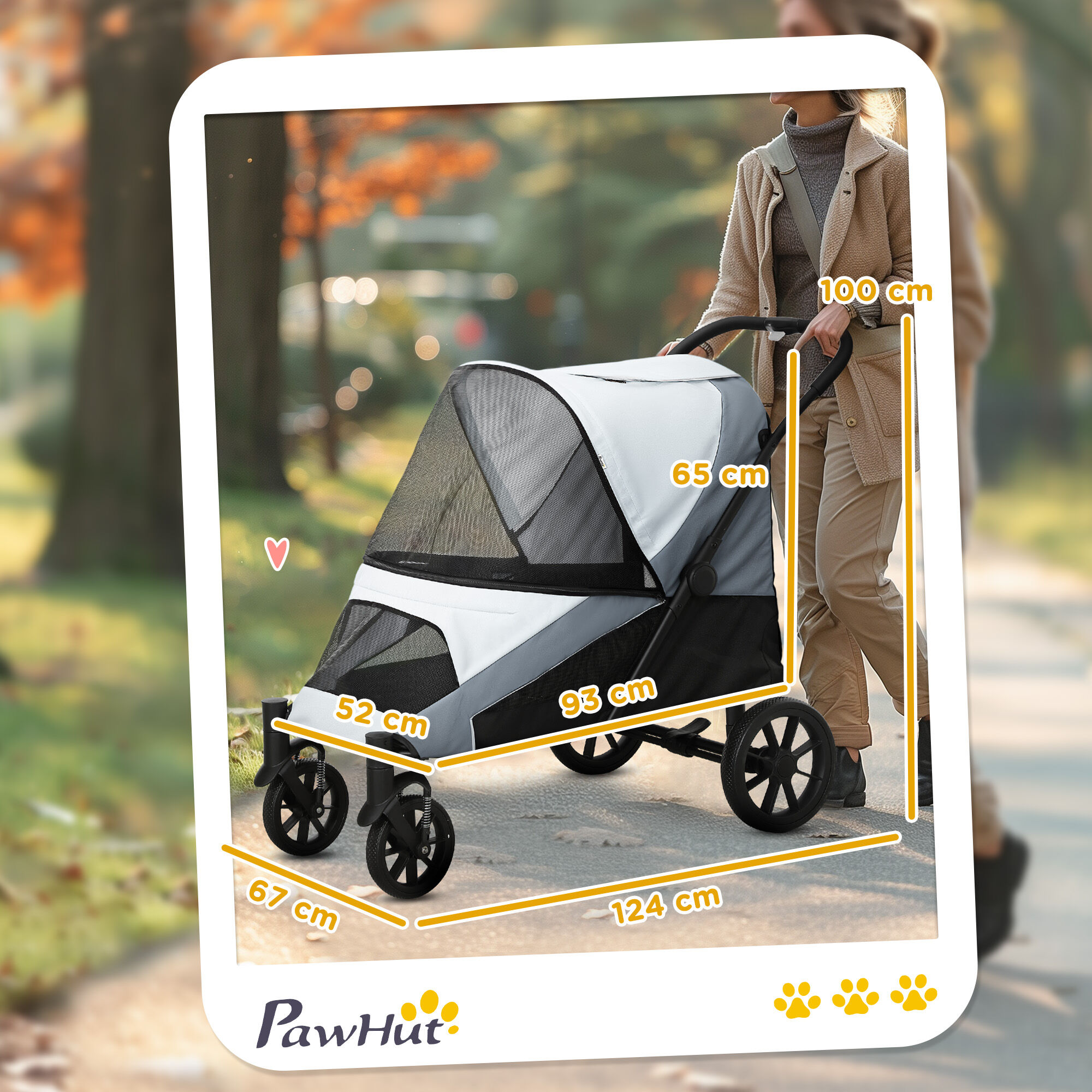 PawHut Carrito para Perros Gris, , large Imagen numero 3