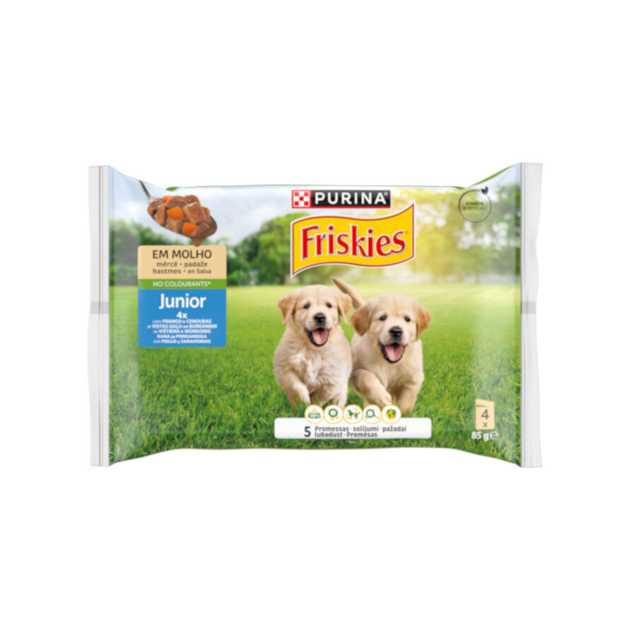 Purina Friskies Comida Humeda para perros jóvenes, con pollo y zanahoria