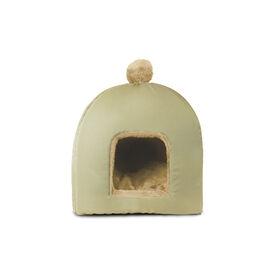 Gauty Cama Redonda Tela Impermeable y pelo  Beige para Perros y Gatos 