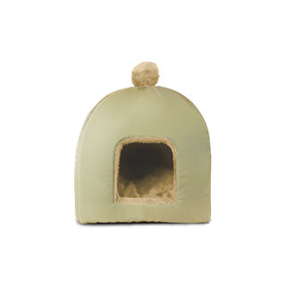 Gauty Cama Redonda Tela Impermeable y pelo  Beige para Perros y Gatos 