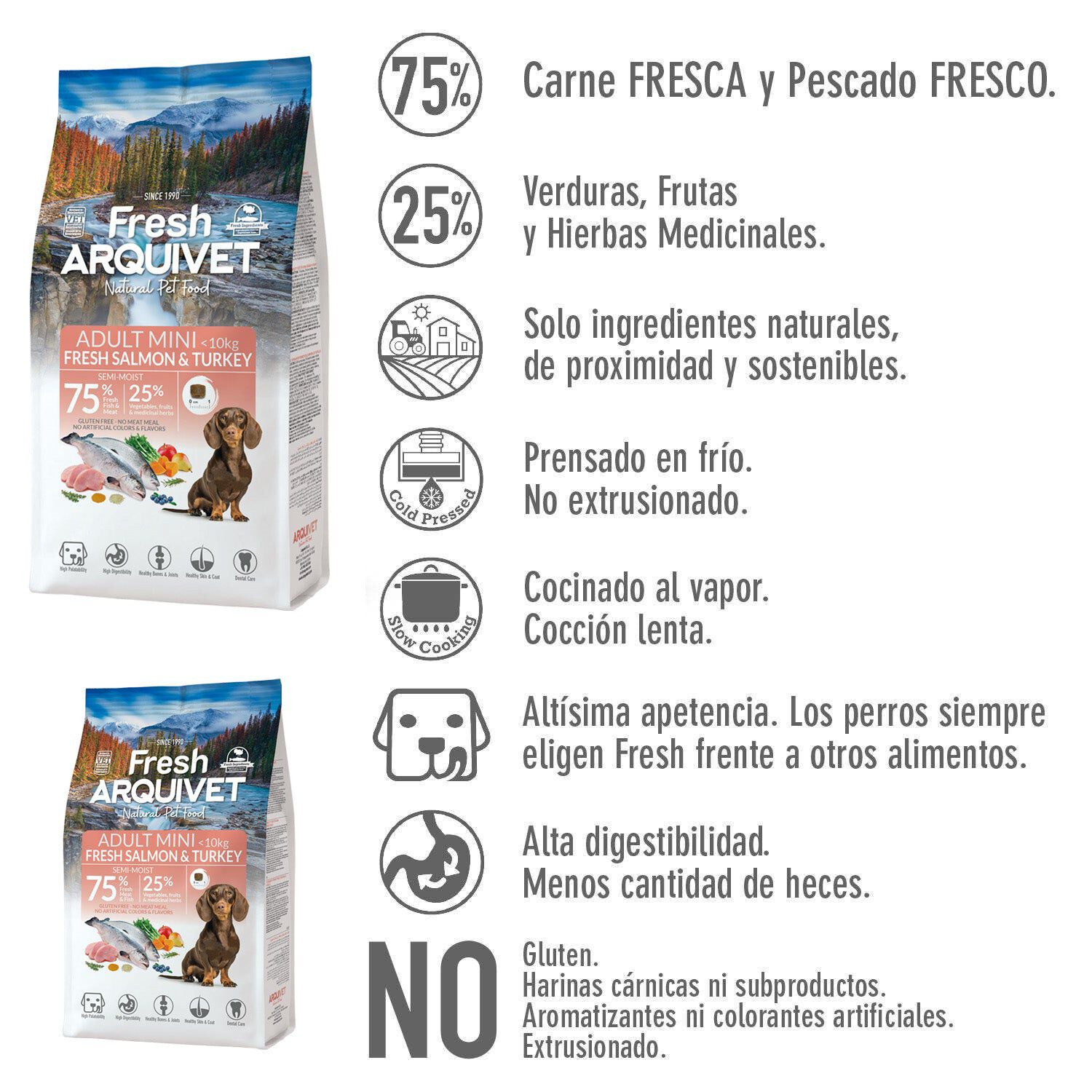 Pienso ARQUIVET Adult MINI 1 kg - Salm&oacute;n & Pavo, , large Imagen numero 2