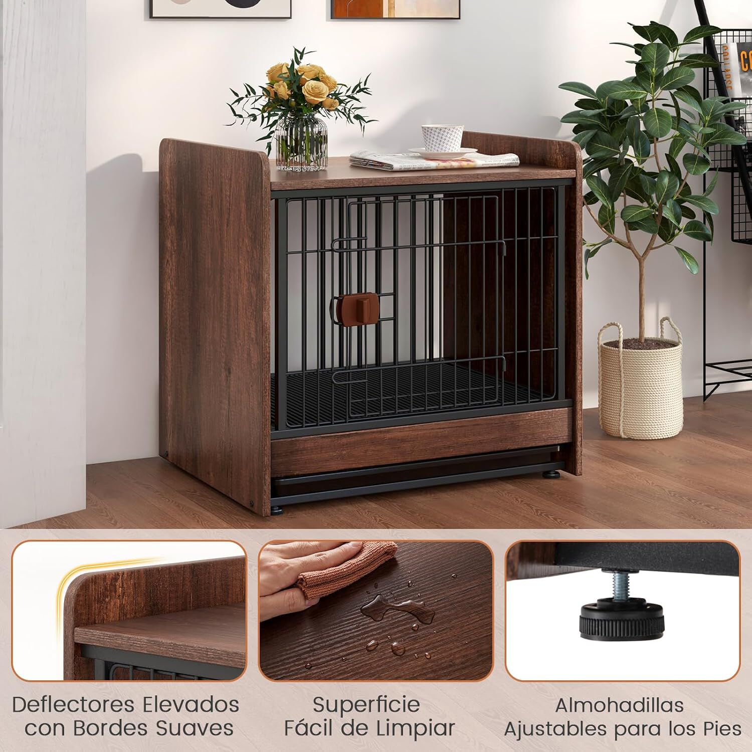 COSTWAY Jaulas Diseño 2 en 1 con Bandeja Extraíble para Perros thumbnail