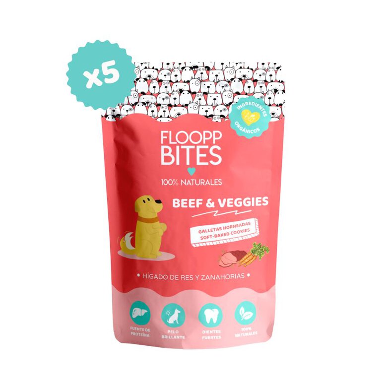 Pack de galletas naturales FlooppBITES Beef & Veggies para perros, , large image number null