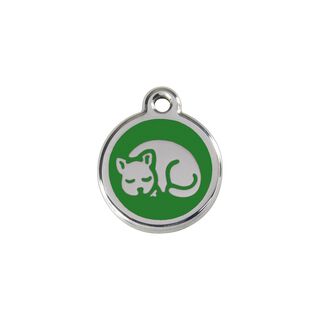 Red Dingo Placa identificativa Acero Inoxidable Esmalte Gatito Verde para gatos