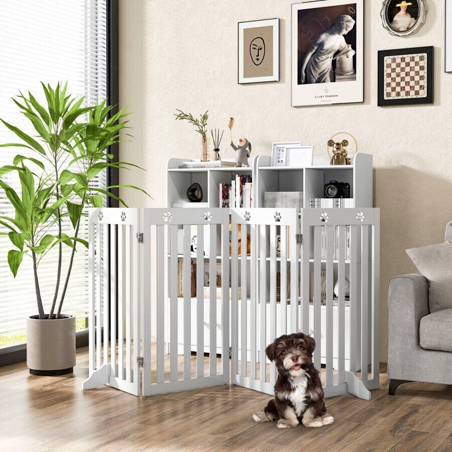 Costway Puerta Cerca Barrera de Seguridad Plegable Blanco para perros thumbnail