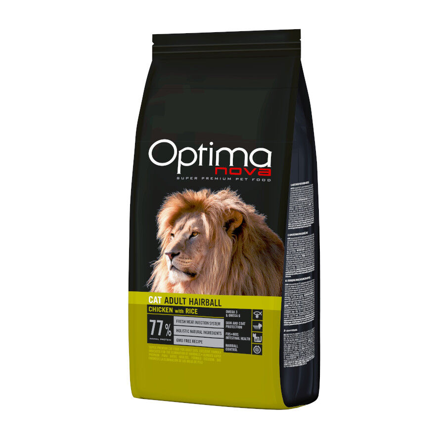 2 kg Optima Nova Hairball Pollo y Arroz pienso para gatos, , large Imagen numero 1
