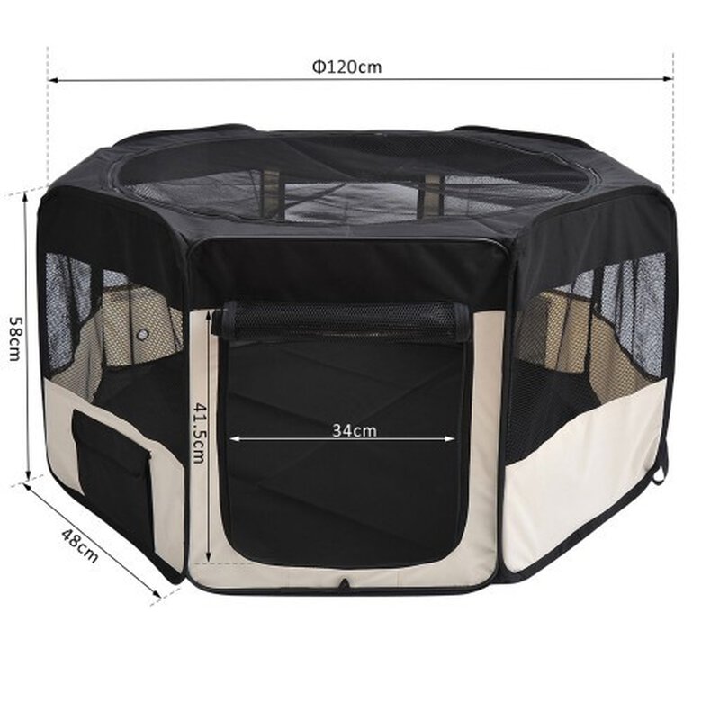 Pawhut parque plegable negro y beige para perros, , large image number null