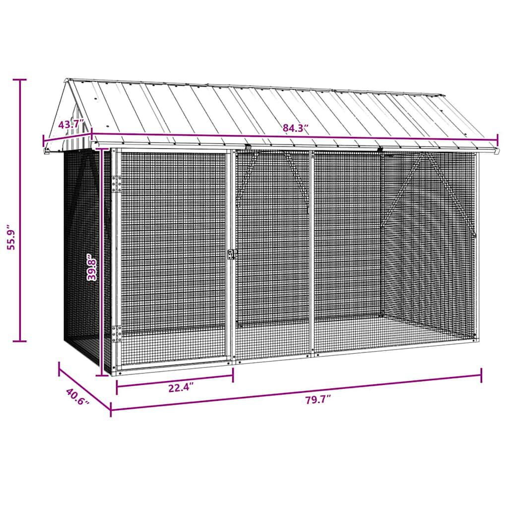 VidaXL Aviario Acero Gris para pájaros thumbnail