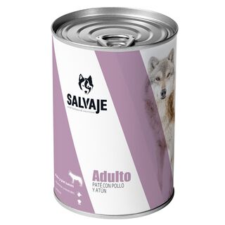 Salvaje Adulto Pollo y Atún en paté lata para perros