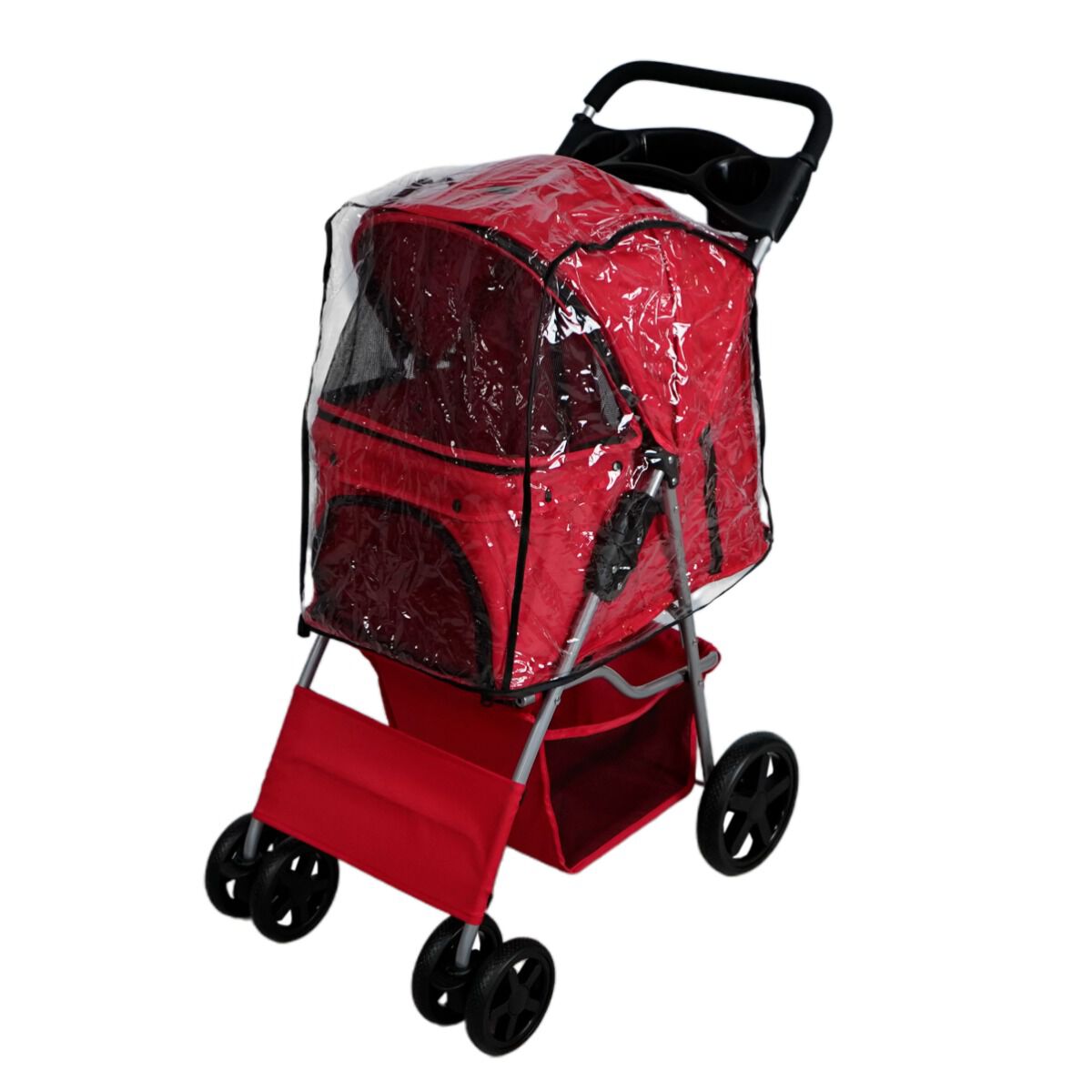 Cochecito para Mascotas con Cubierta de Lluvia - Rojo, , large Imagen numero 4