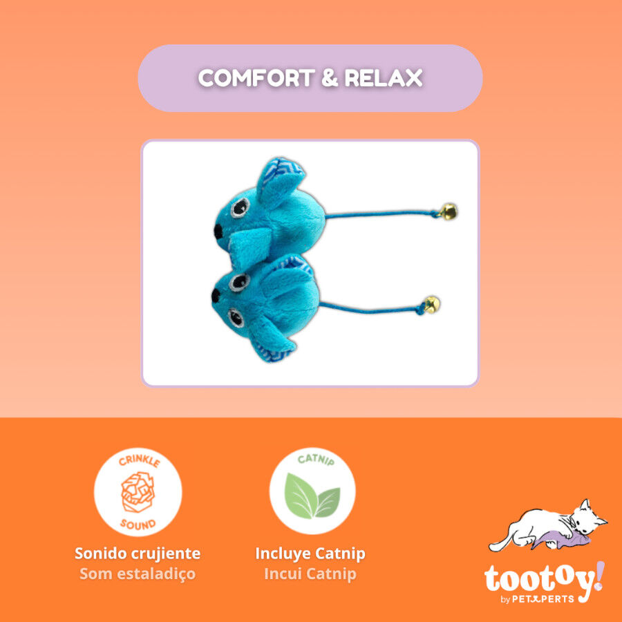 Tootoy! Pack de 2 Ratones con Catnip y Cascabel Azules para gatos, , large Imagen numero 3