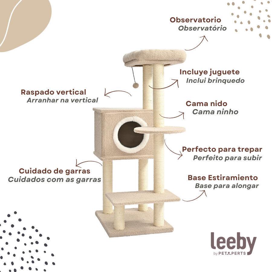 Leeby Boucle Collection &aacute;rbol rascador con cama nido y juguete para gatos, , large Imagen numero 3