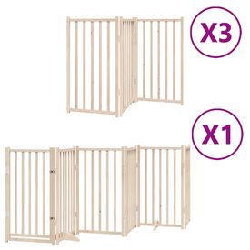 vidaXL Puerta para Perros Plegable Paneles Puerta de Seguridad Madera de &Aacute;lamo