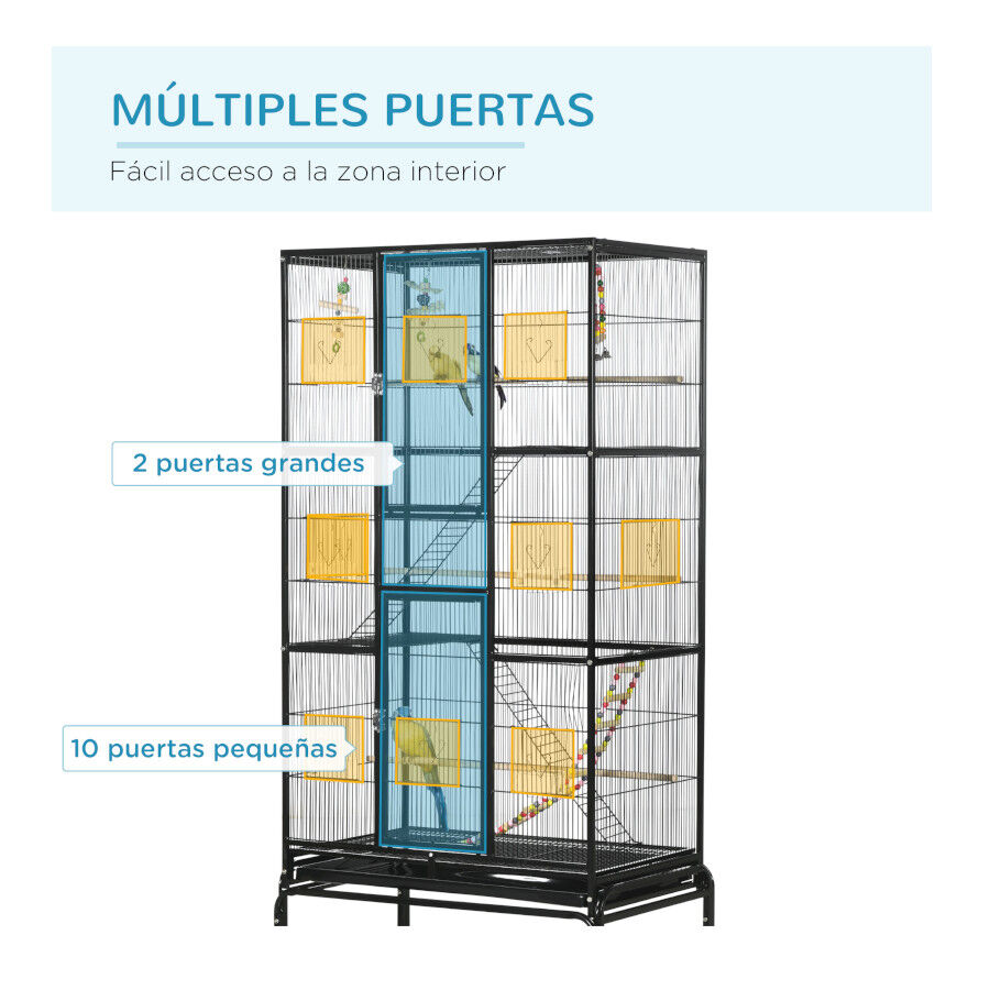 PawHut Jaula negra con Ruedas para p&aacute;jaros, , large Imagen numero 4