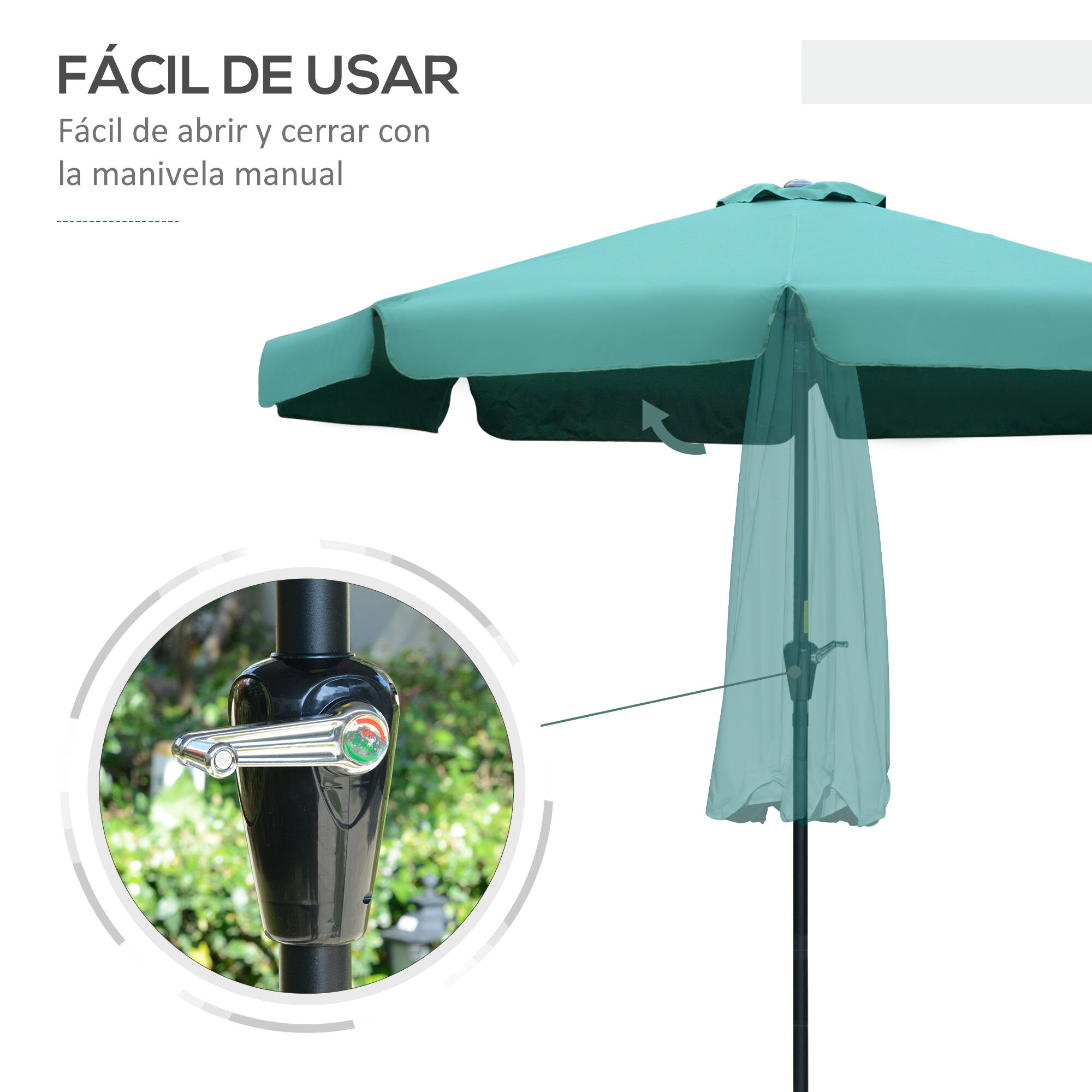 Outsunny Conjunto de Sombrilla Verde, , large Imagen numero 5