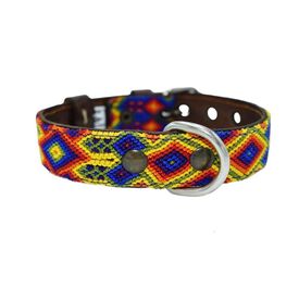 Loyal Collar de Piel Artesanal Amarillo, Naranja y Azul para perros 
