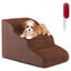 COSTWAY Rampa para Perros de Espuma de 4 Niveles, Escalera para Mascotas con Funda Lavable, Escala para Perros con Huellas de Silicona Pelda&ntilde;os Antideslizantes para Sof&aacute;s Altos (marr&oacute;n 4 escaleras), , large indicador imagen numero 1
