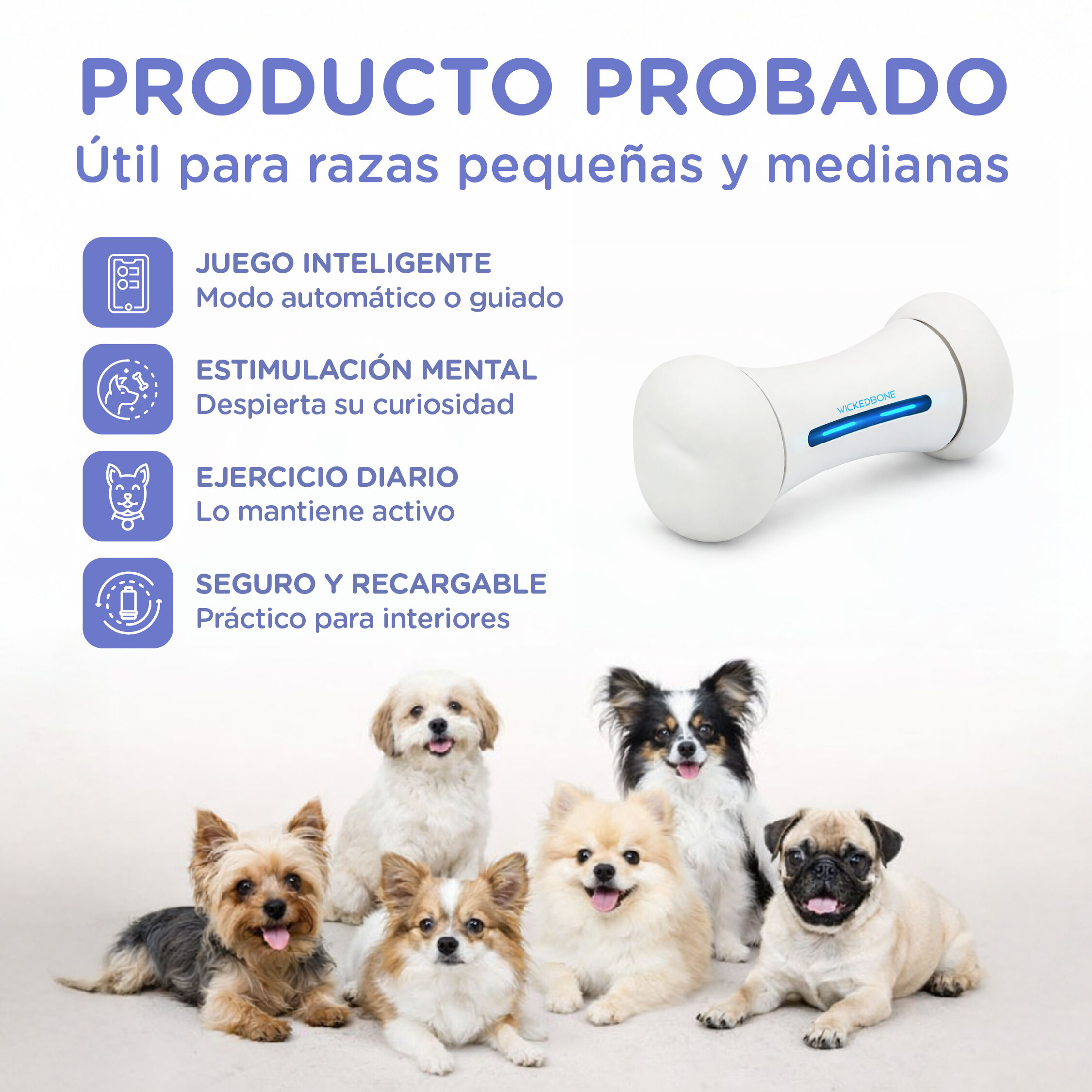 Wickedbone Juguete interactivo premium para perros peque&ntilde;os y medianos, recargable y resistente al agua, , large Imagen numero 2
