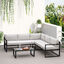 Outsunny Conjunto de Muebles de Jardín 3 Piezas de Aluminio Juego de Muebles con Mesa de Vidrio Sofá de 5 Plazas con Respaldo Ajustable y Cojines Extraíbles 212x70x64 cm Negro y Gris, , large indicador imagen numero 2