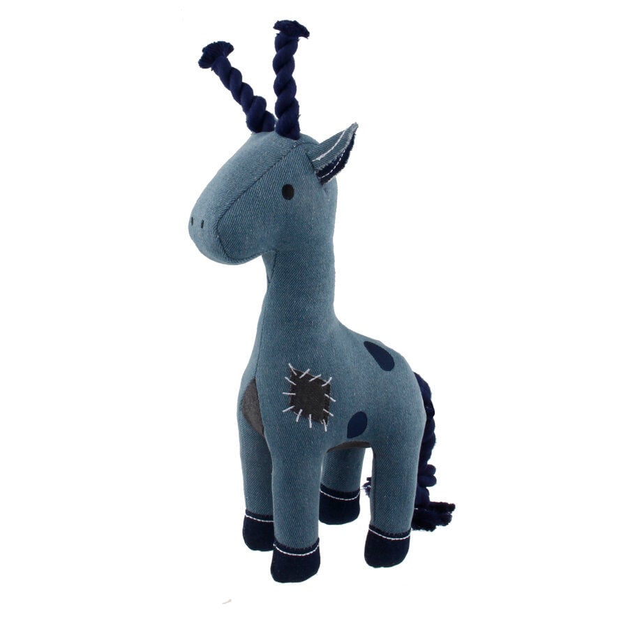 Tootoy! Comfort Denim Giraffe peluche con sonido y cuerda para perros thumbnail