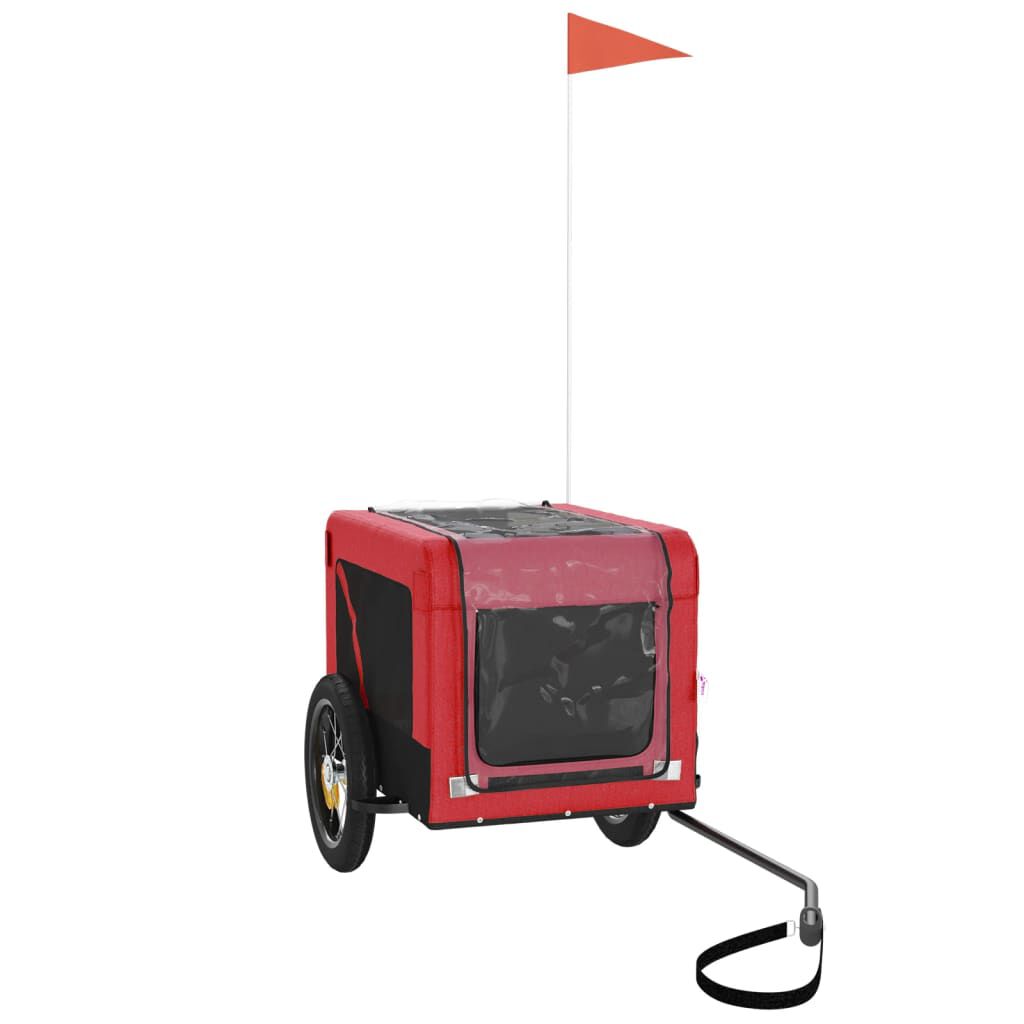 vidaXL Remolque de bicicleta para perros hierro tela Oxford rojo negro, , large Imagen numero 3