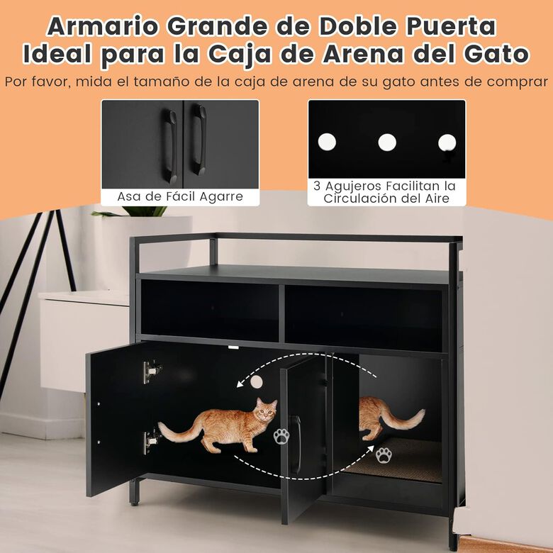 COSTWAY Mueble de Madera con estante negro para Gatos thumbnail