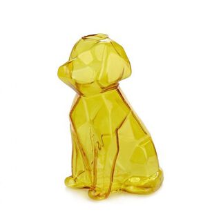 Florero de cristal con forma de perro color Ámbar