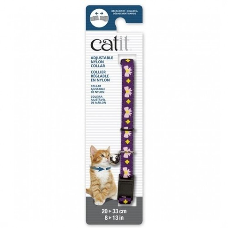 Collar ajustable con cascabel para gatos color Púrpura/Rosa, , large image number null