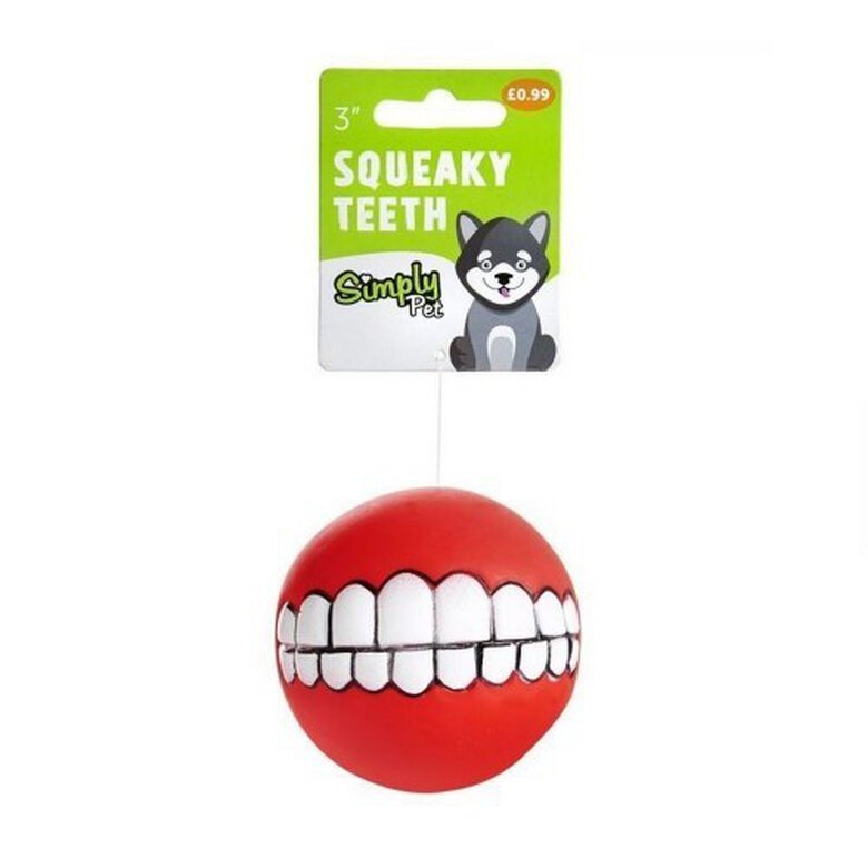 Pelota de juguete con ruido diseño de dientes para perros color Rojo/Blanco, , large image number null