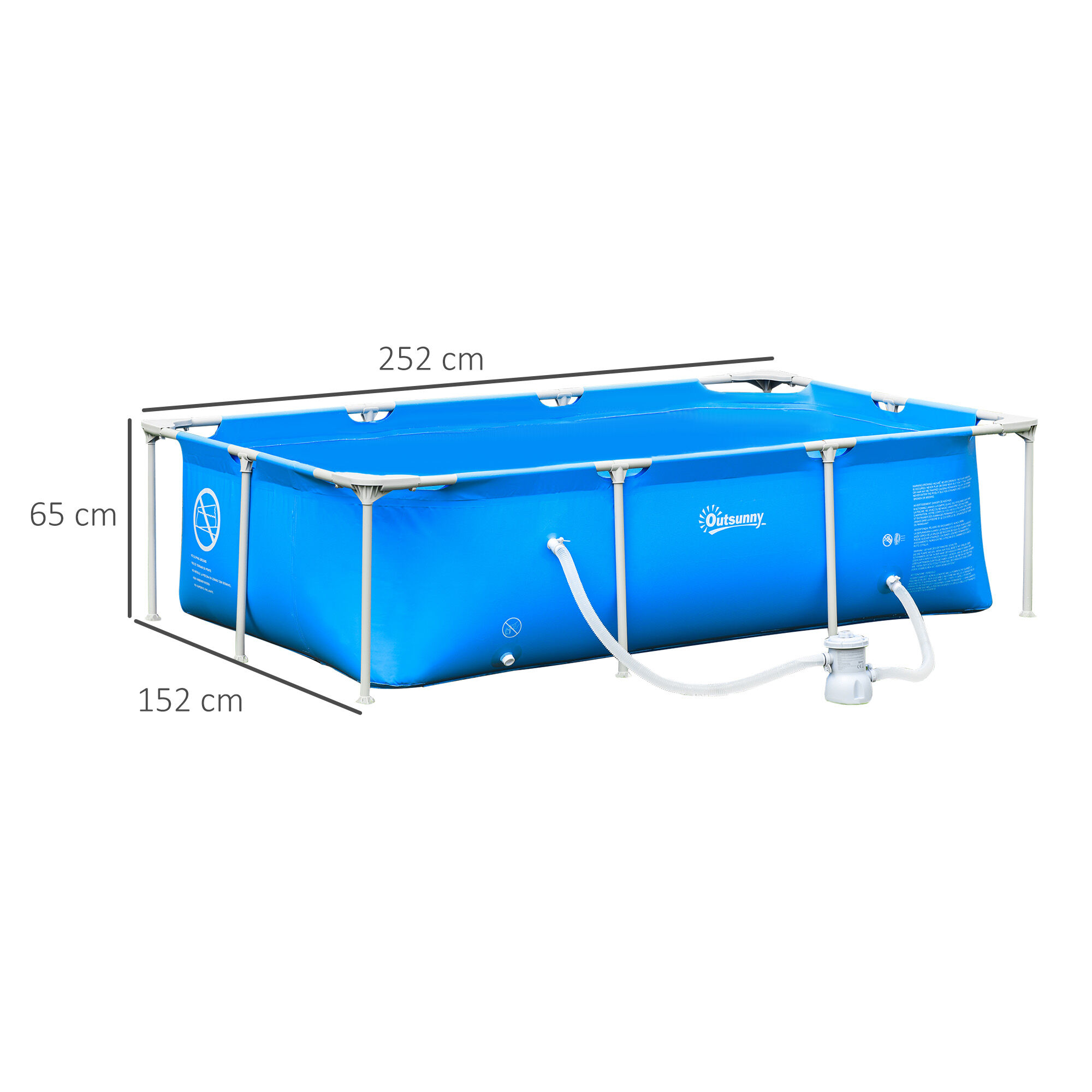 OUTSUNNY PISCINA AZUL RECTANGULAR DESMONTABLE PARA ADULTOS Y NIÑOS thumbnail