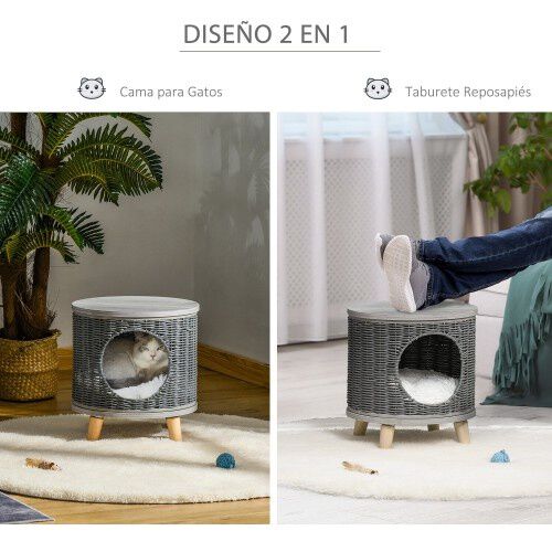 Pawhut cueva elevada gris para gatos, , large Imagen numero 4