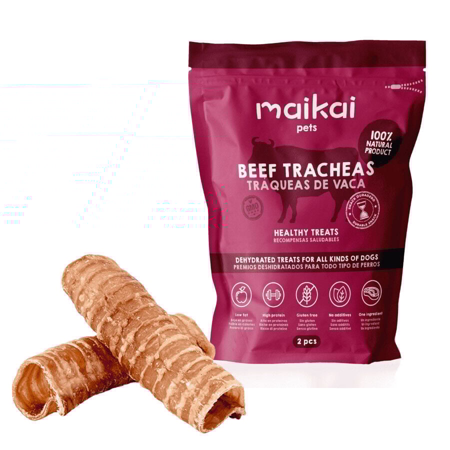 Tr&aacute;queas de ternera deshidratadas. Chuches para perros 100% Natural. MAIKAI PETS. 2 UDS., , large Imagen numero 1