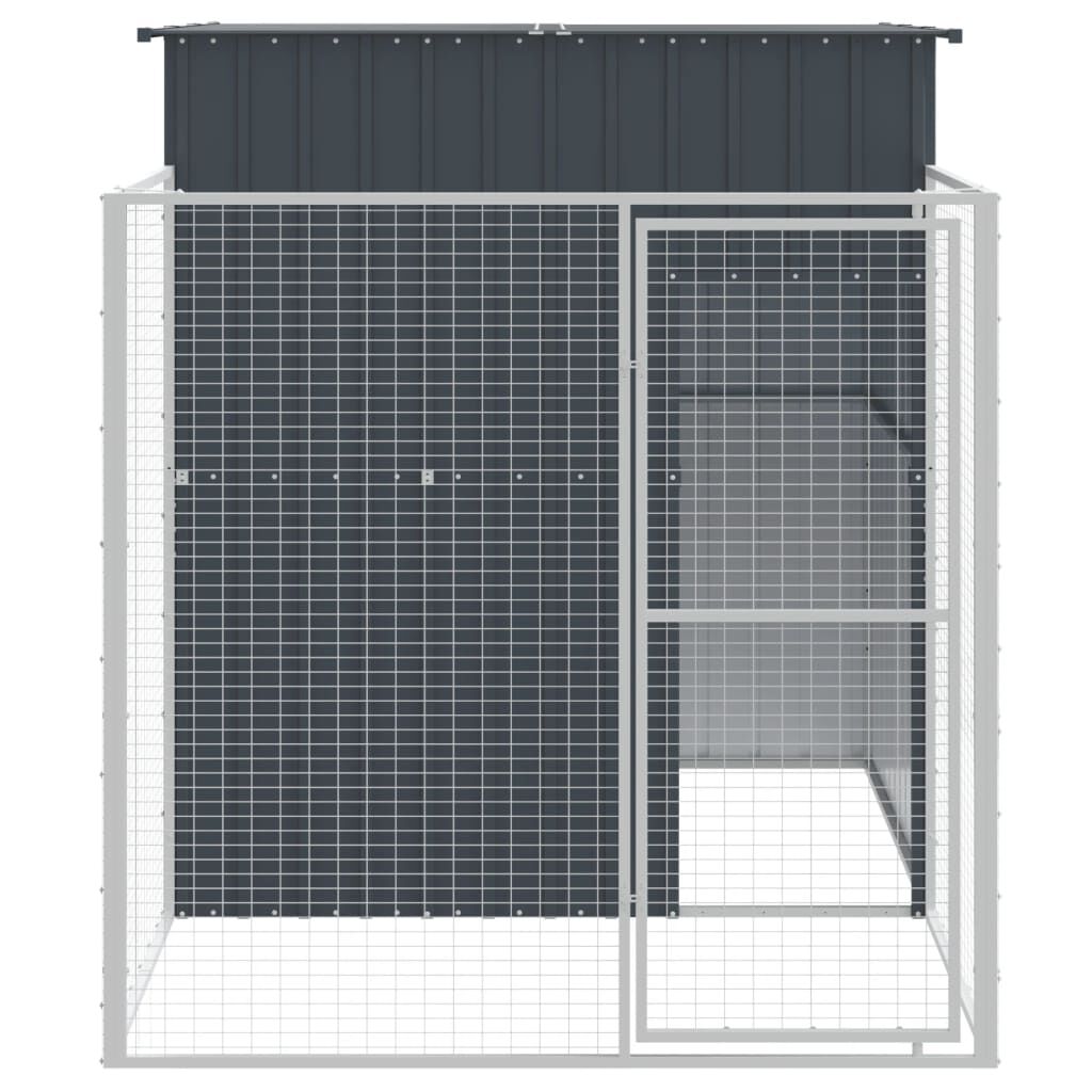 vidaXL Caseta de perros con corral acero galvanizado 165x455x181 cm, , large Imagen numero 19