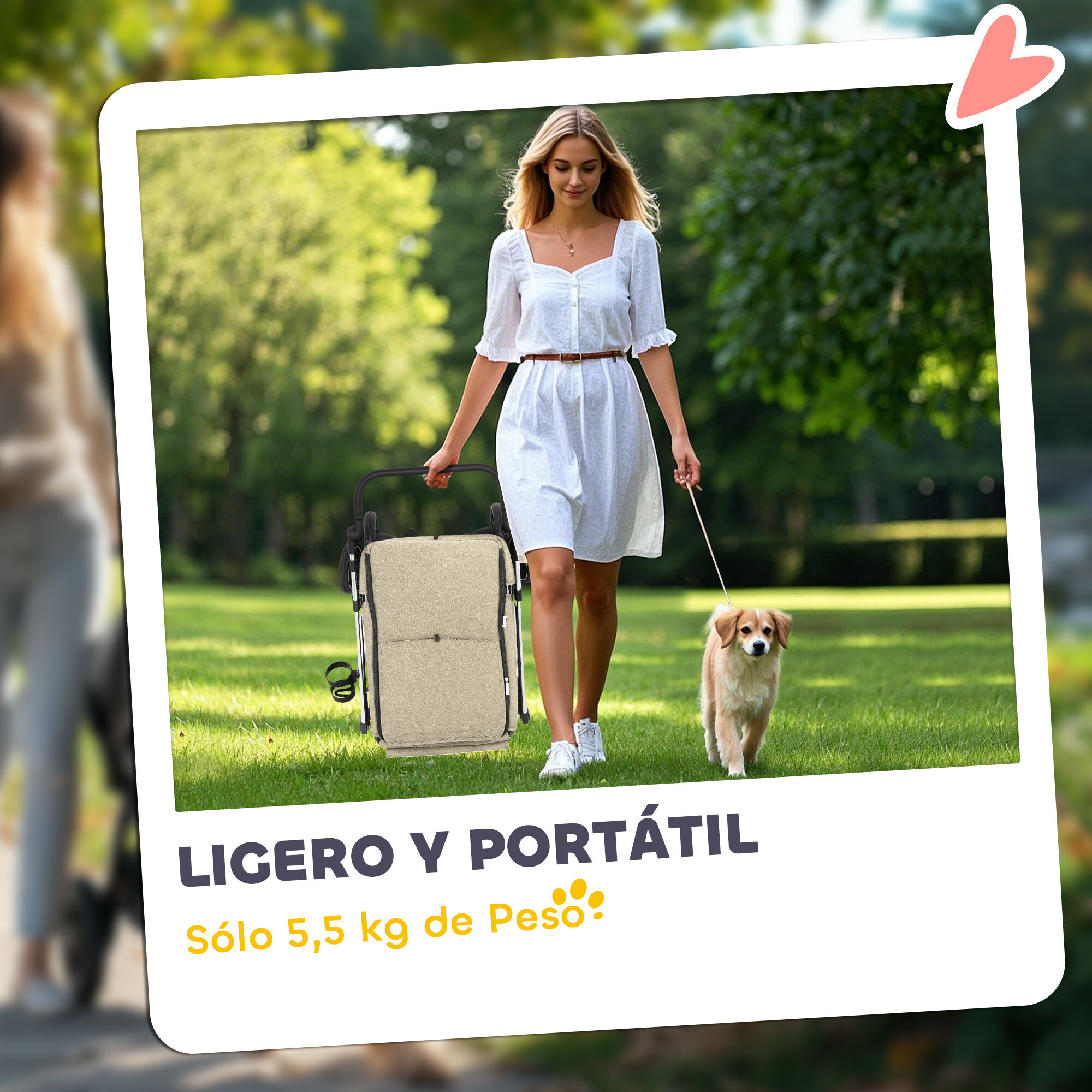 PawHut Cochecito para Perros Caqui, , large Imagen numero 5