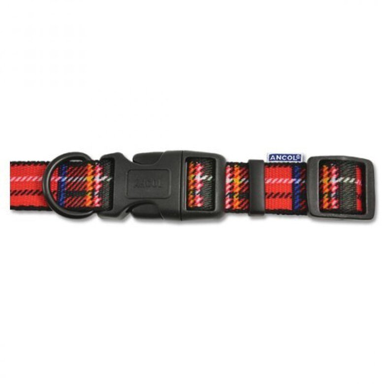 Collar ajustable con diseño para perros color Rojo tartán, , large image number null