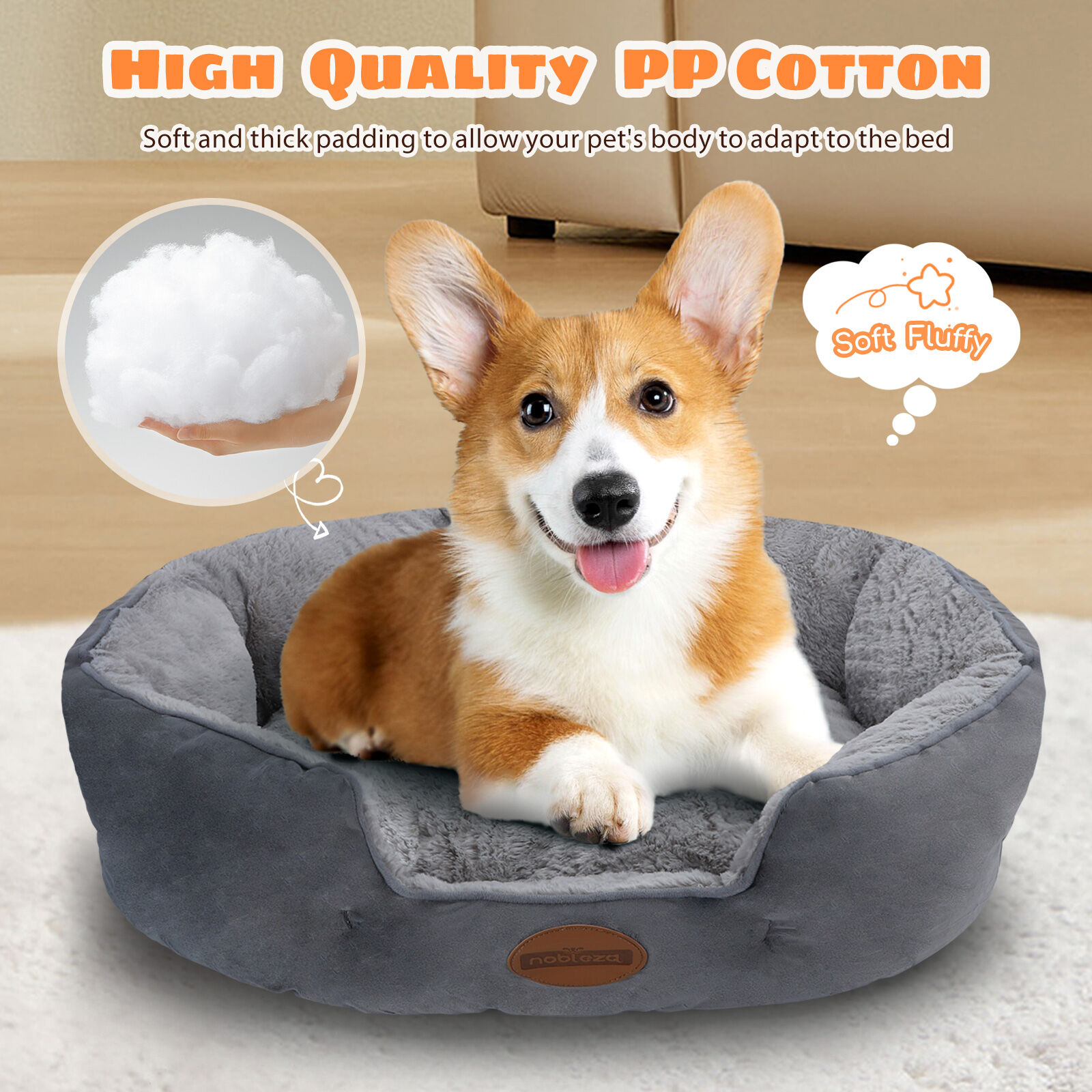 Nobleza Cama reversible gris Perros Pequeños thumbnail