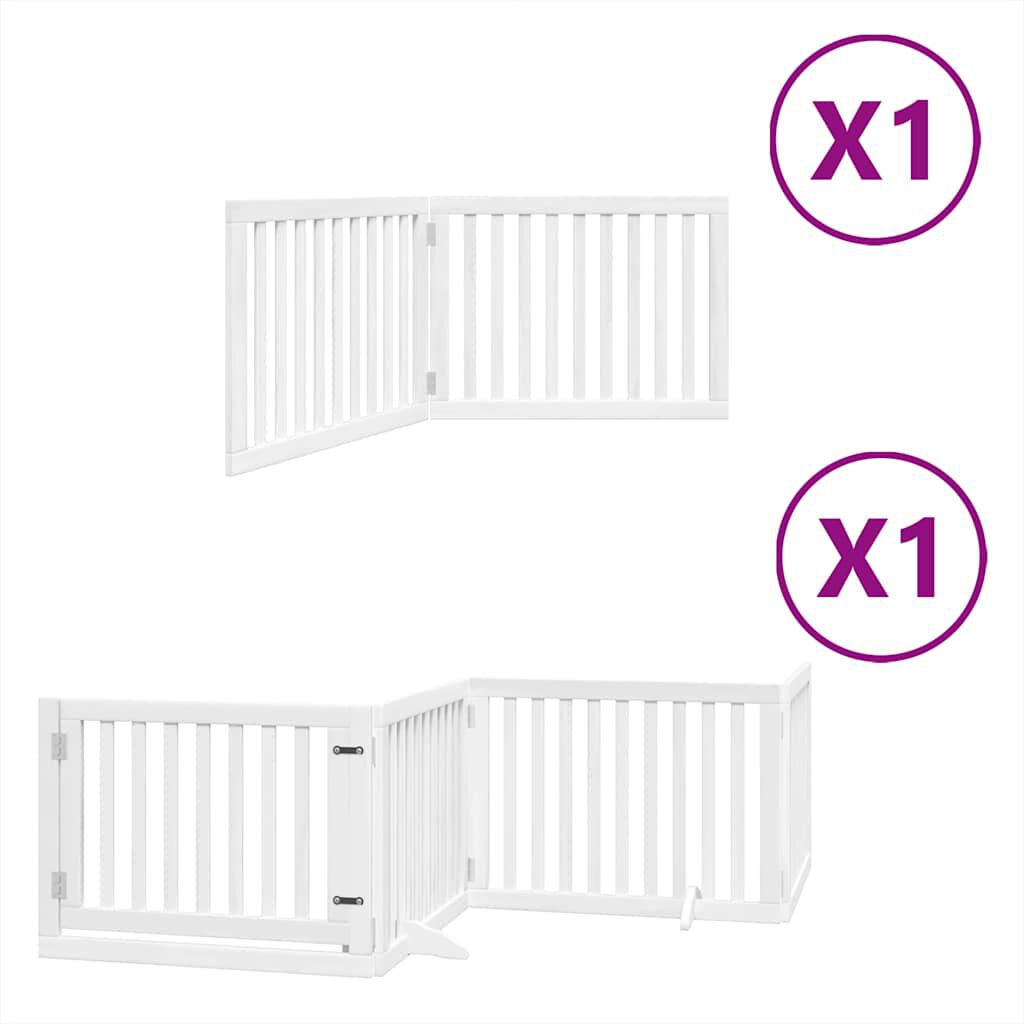 vidaXL Puerta de perros plegable 6 paneles madera &aacute;lamo blanca 480 cm, , large Imagen numero 6