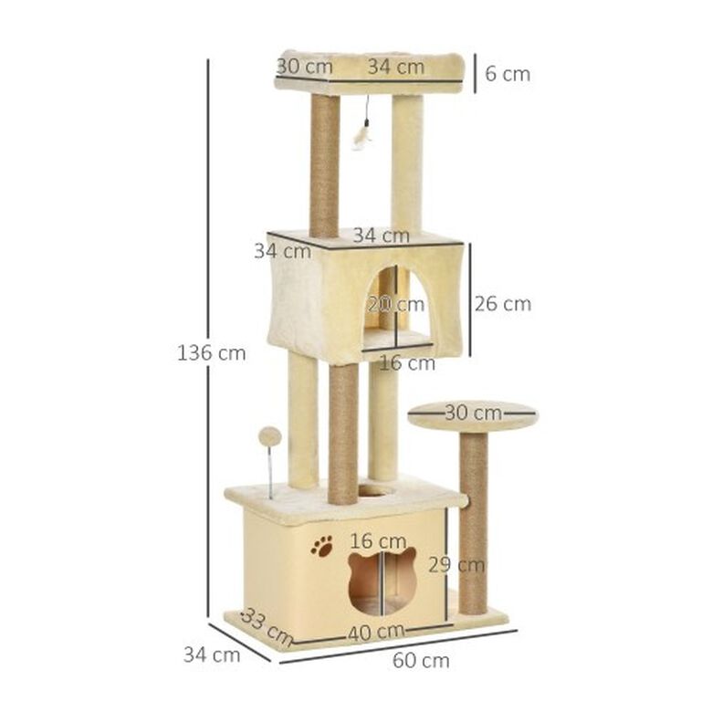 PawHut Árbol rascador para gatos Pawhut color Beige thumbnail
