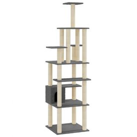 Vidaxl rascador árbol 7 pisos gris oscuro para gatos