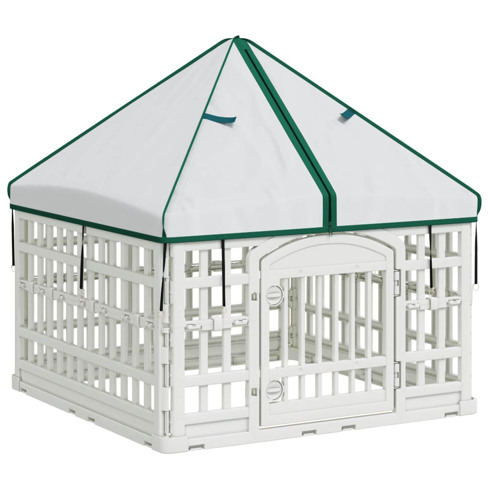 vidaXL Ejercicio de perro de 4 paneles con techo 88 x 88 x 112 cm, , large Imagen numero 1