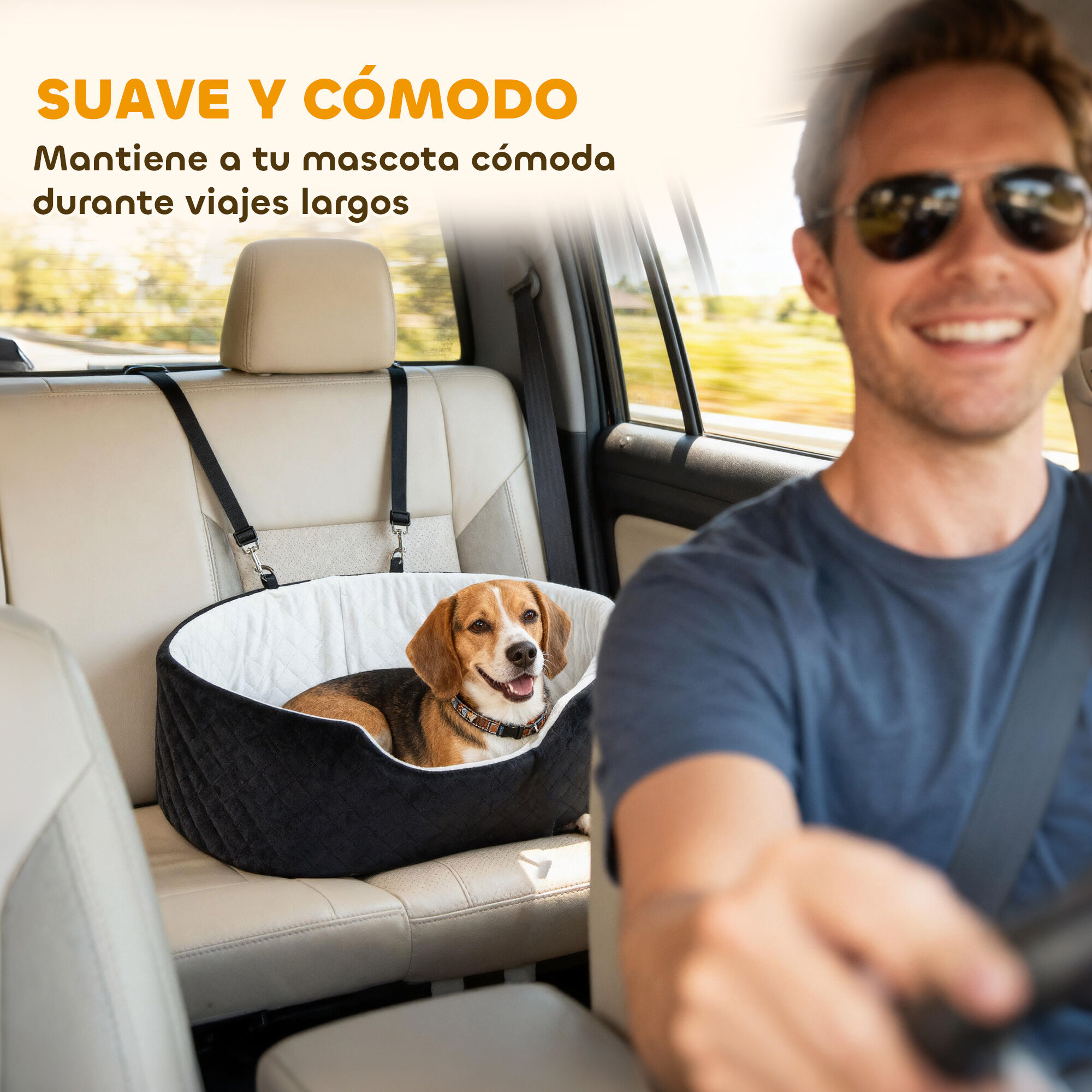 PawHut Asiento Coche Perros Negro, , large Imagen numero 5
