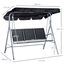Outsunny Balancín Jardín Exterior Columpio Exterior de 3 Plazas con Toldo Ajustable Respaldo Transpirable y Marco de Metal para Terraza Balcón Carga 240 kg 171x108x154 cm Negro, , large indicador imagen numero 3