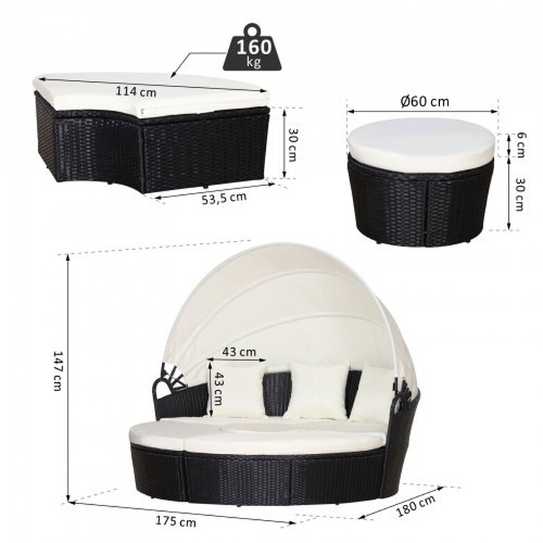 Cama Chill-Out con Toldo Ajustable color Blanco, , large image number null