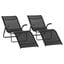 Outsunny Conjunto de 2 Tumbonas Plegables Tumbonas de Jard&iacute;n con Reposabrazos Reposapi&eacute;s y Respaldo Carga 160 kg para Terraza Playa Camping Exterior 170x62x68 cm Negro, , large indicador imagen numero 1